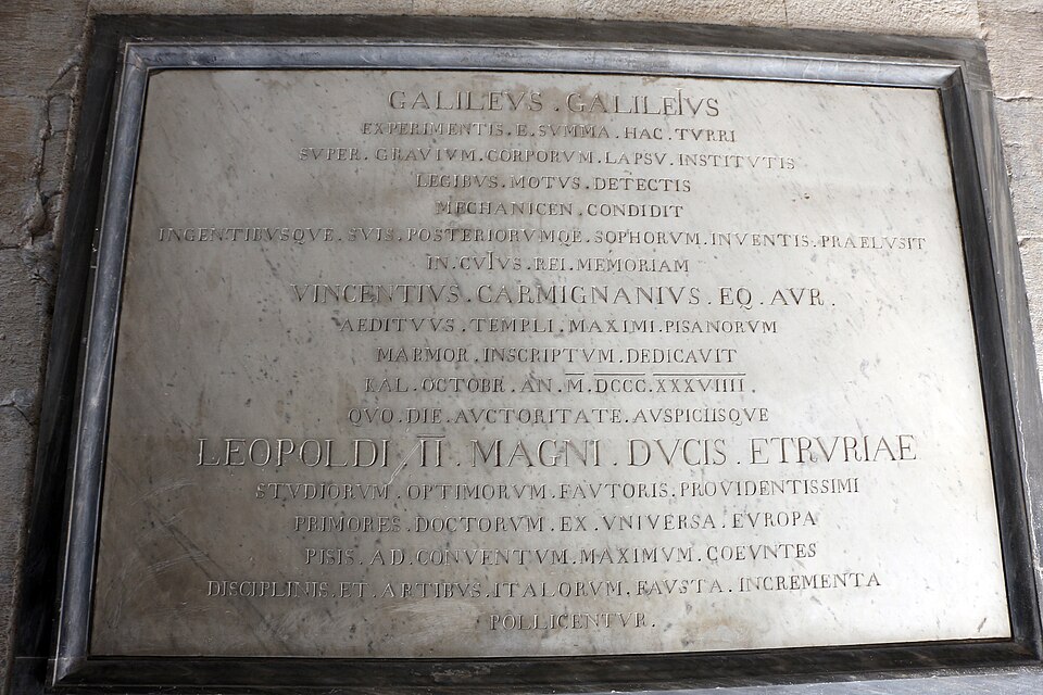 Galileo's Gravity Plaque