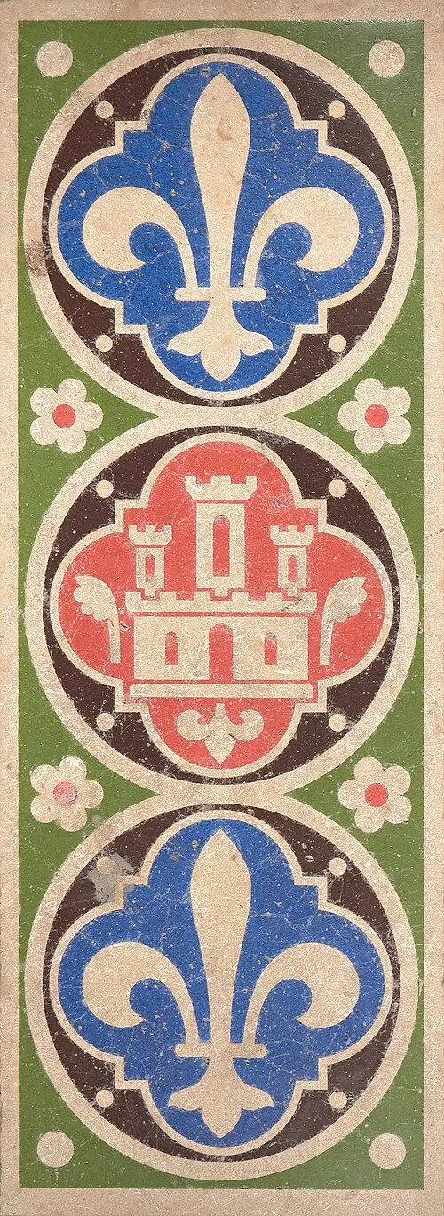 Carreau de sol au motif du château de Castille et de la fleur de lys — Sainte-Chapelle