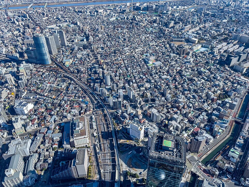 La grille de la rivière Sumida — Tokyo Skytree