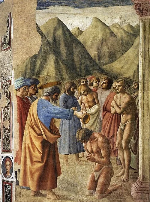 Die Taufe der Neophyten — Brancacci Chapel