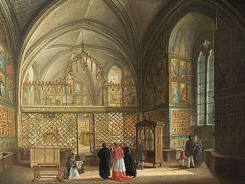 Messe dans la chapelle de la Sainte-Croix — Karlštejn Castle