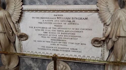 Mémorial du sénateur William Bingham — Bath Abbey