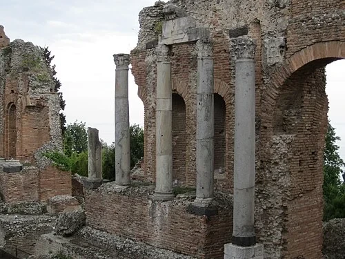 Columns of the Scaenae Frons — Teatro Antico di Taormina audio guide stop